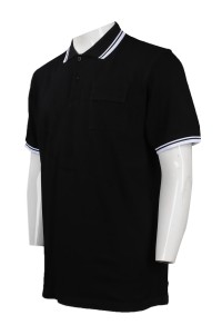 P825 大量訂製短袖特色胸袋 Polo恤 團體訂做蓋住LOGO款Polo恤 名牌扣 Polo恤專營店     黑色